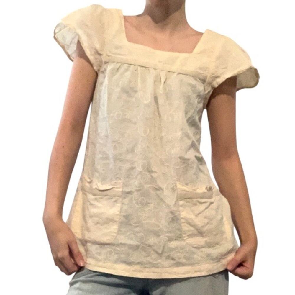 Billabong Y2K Coquette Cottagecore Cream Babydoll Mini Dress Small